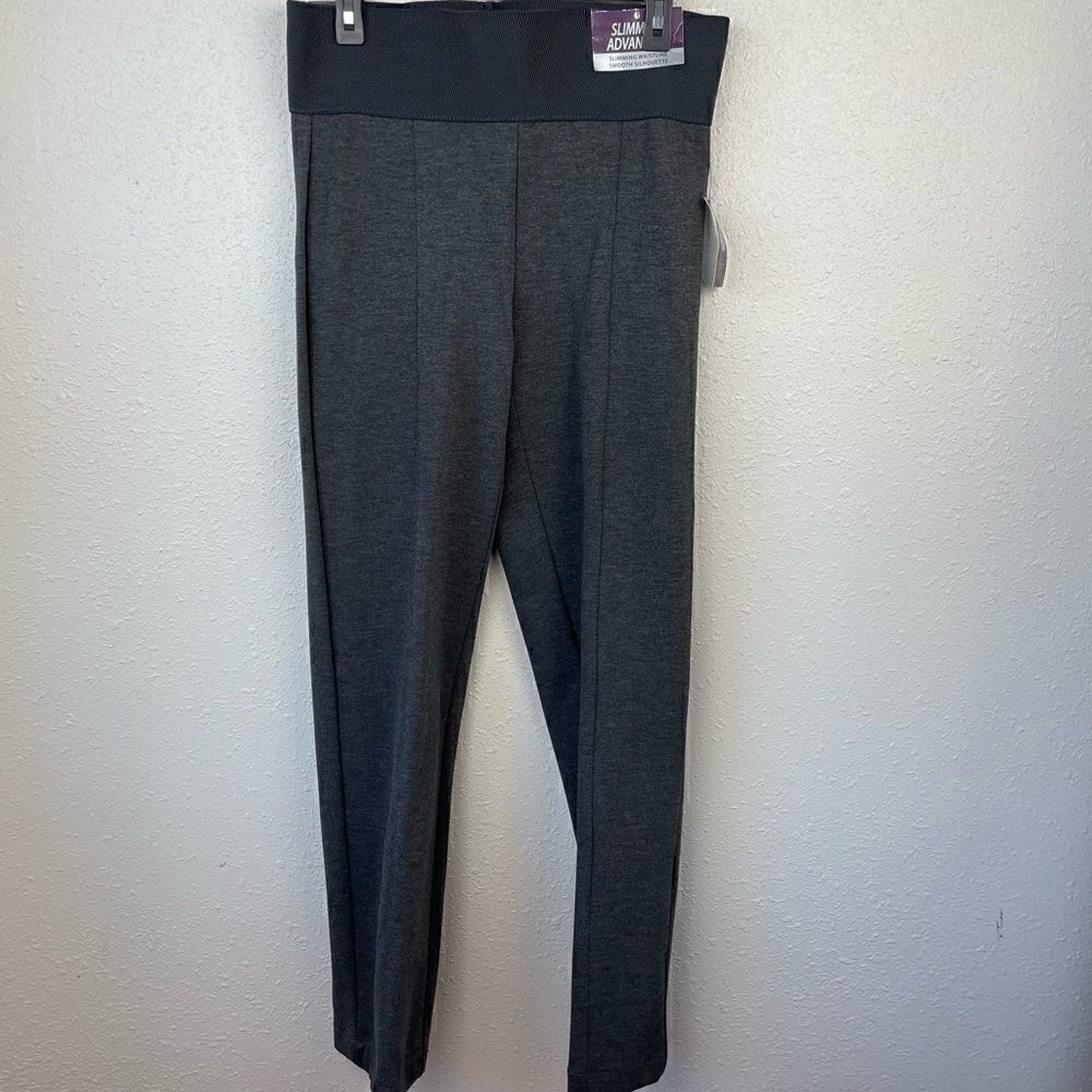 NWT Gloria Vanderbilt Womens Gray Slimming Waist Cozy Pants Size S